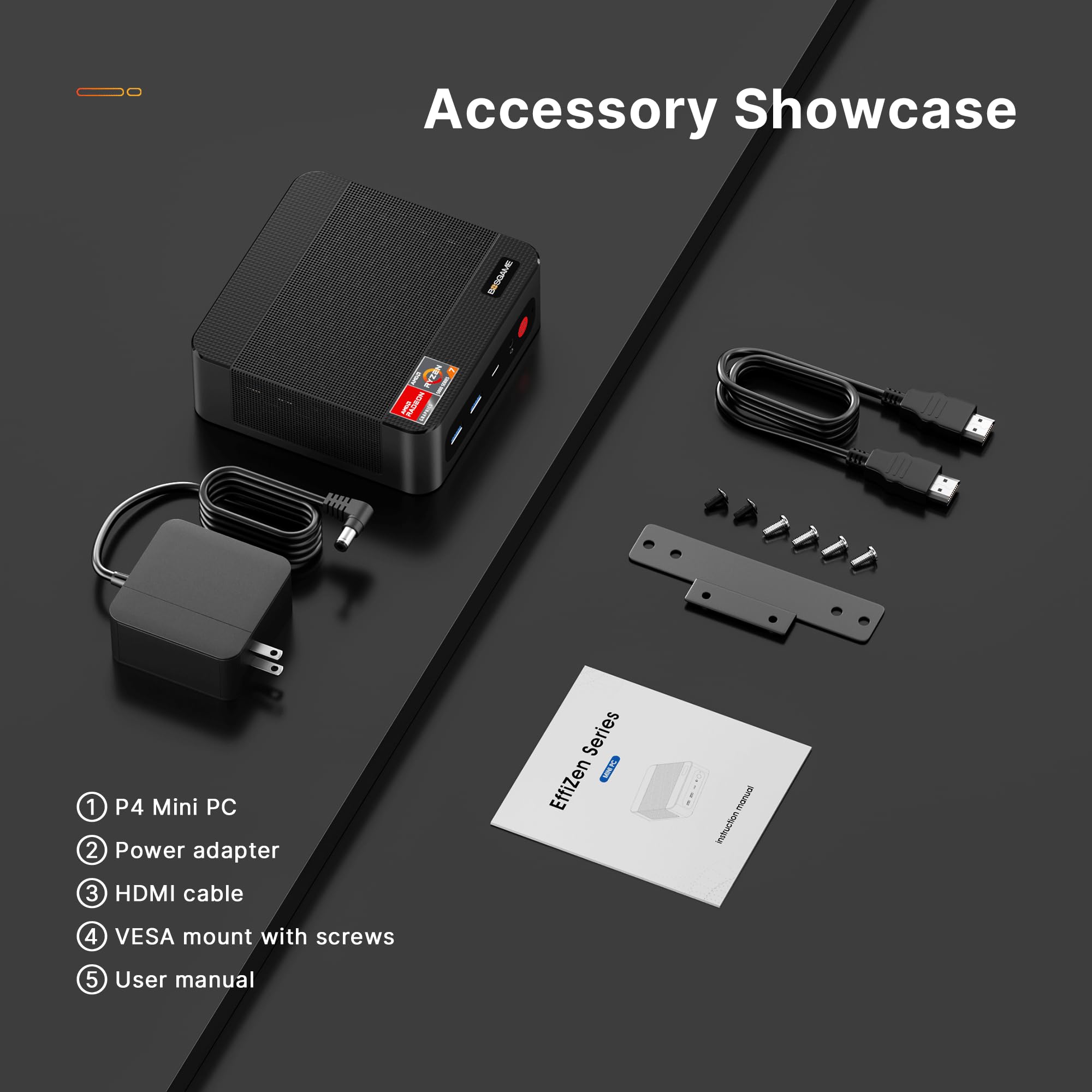 BOSGAME Mini PC [Dual LAN], AMD Ryzen 7 5825U (8C/16T, up to 4.5Ghz) 32GB DDR4 1TB SSD Mini PC Dual Channel, 4K@60Hz Mini Desktop Computers Wi-Fi 6E/BT 5.2