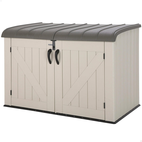 LIFETIME Plastic Wood Grain Textured Storage Box Desert Sand/Grey, 151x72x69 cm