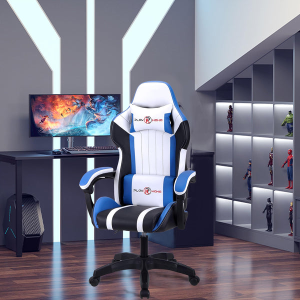 T-THREE.Ergonomic Leather Gaming Chair Height Adjustable with Headrest and Lumbar Support(Orange)