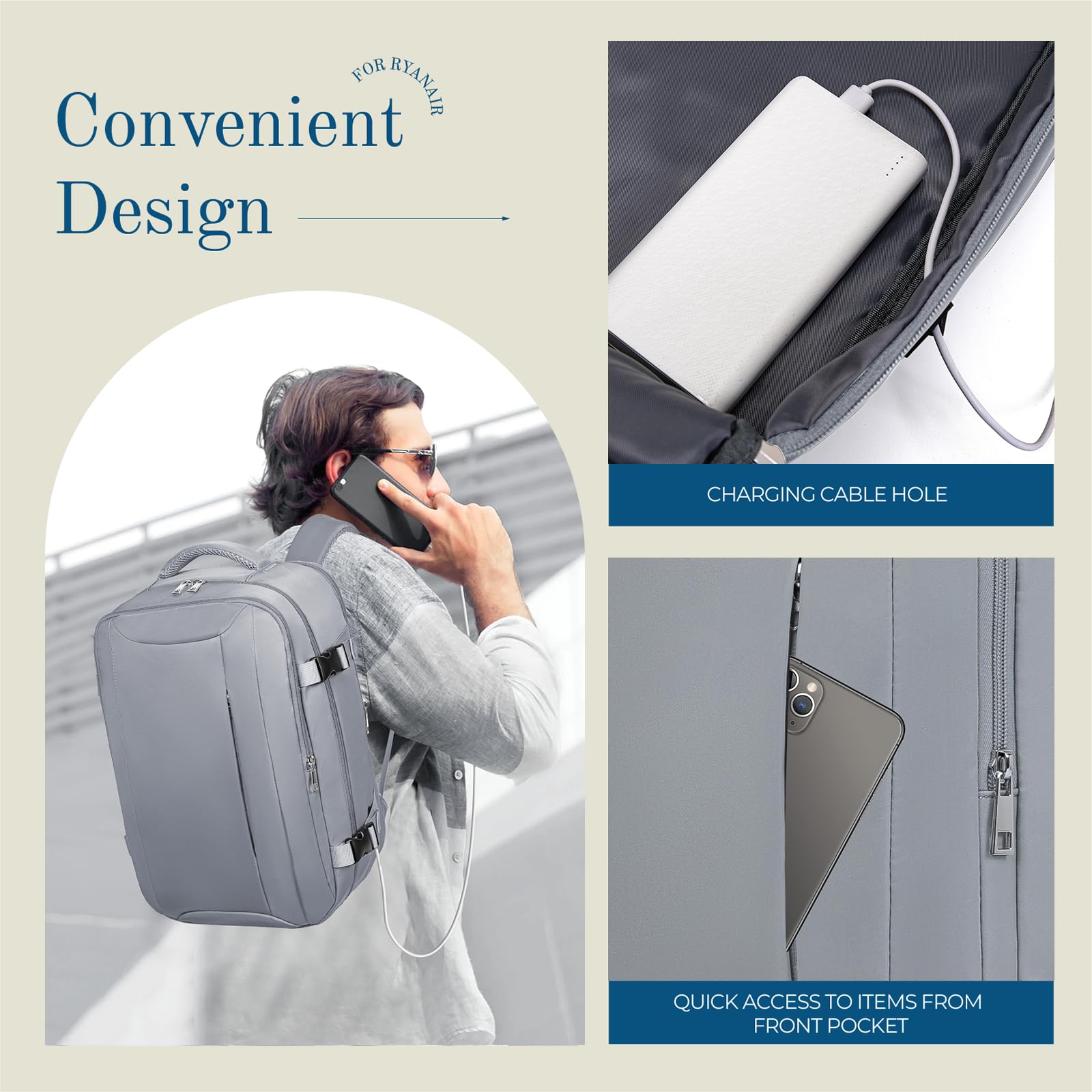 Cabin Bag 45x36x20 for New Easyjet, Underseat Cabin Luggage Bags Carry on Travel Backpack Cabin Size for Airplanes, 30L Hand Luggage Suitcase Water Resistant Laptop Backpacks Black