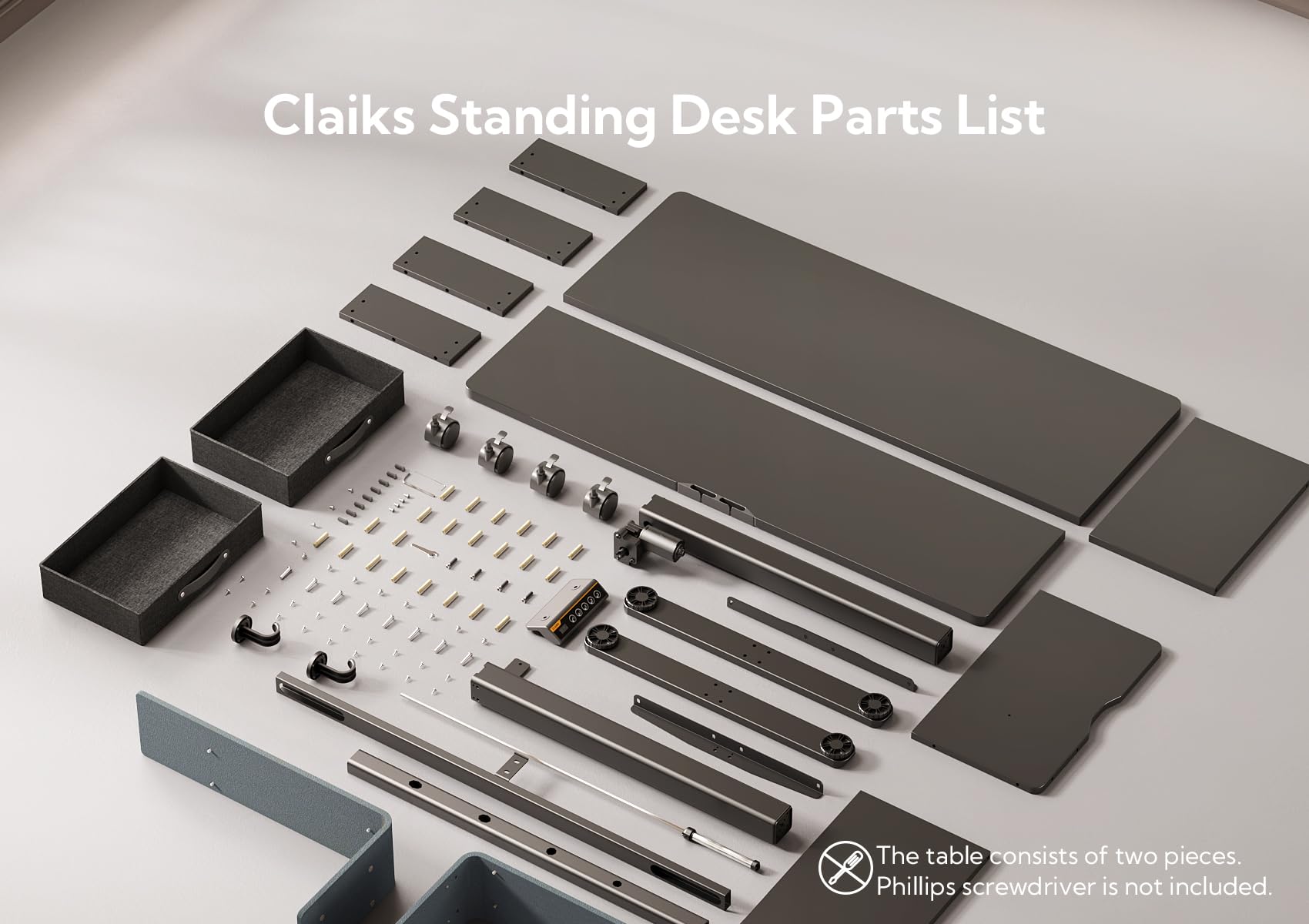 Claiks Electric Standing Desk with Drawers, 120x60cm Height Adjustable Desk with Storage Shelf and Splice Board, Stand Up Desk for Home Office, White Frame/Maple Top