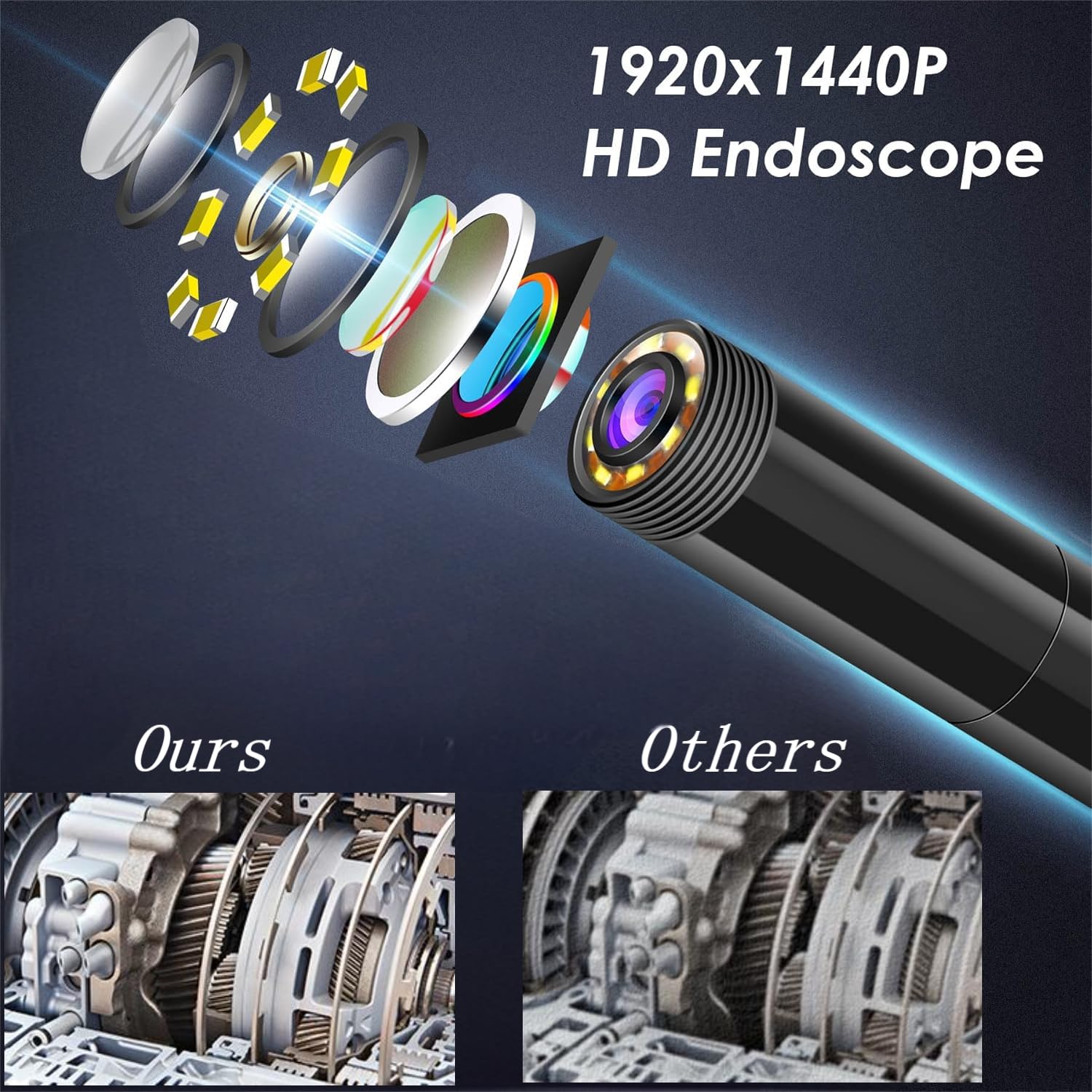 GOLDEGGS Two-Way Articulating Endoscope Inspection Camera with Light, IP67 Waterproof Flexible Snake Borescope Camera for Wall/Automotive/Sewer/Air Conditioner/Home Appliance Repair with (5.2FT/1.5M)