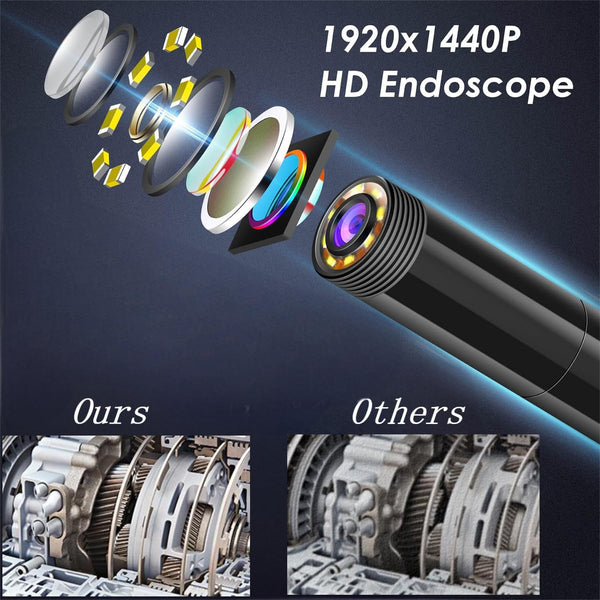 GOLDEGGS Two-Way Articulating Endoscope Inspection Camera with Light, IP67 Waterproof Flexible Snake Borescope Camera for Wall/Automotive/Sewer/Air Conditioner/Home Appliance Repair with (5.2FT/1.5M)