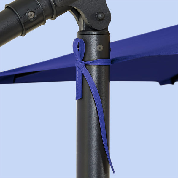 SONGMICS Cantilever Garden Parasol with Solar-Powered LED Lights, 3 m Banana Patio Umbrella with Base, Crank for Opening Closing, Sunshade with Protection UPF 50+, Beige GPU118M01