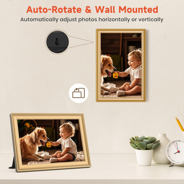 Frameo WiFi Digital Photo Frame 10.1 Inch - 1280x800 HD IPS Touch Screen Picture Frame Electronic, 32GB Memory, Auto Rotate, Wall Mountable, Digital PictureFrame for Sharing Photos and Videos
