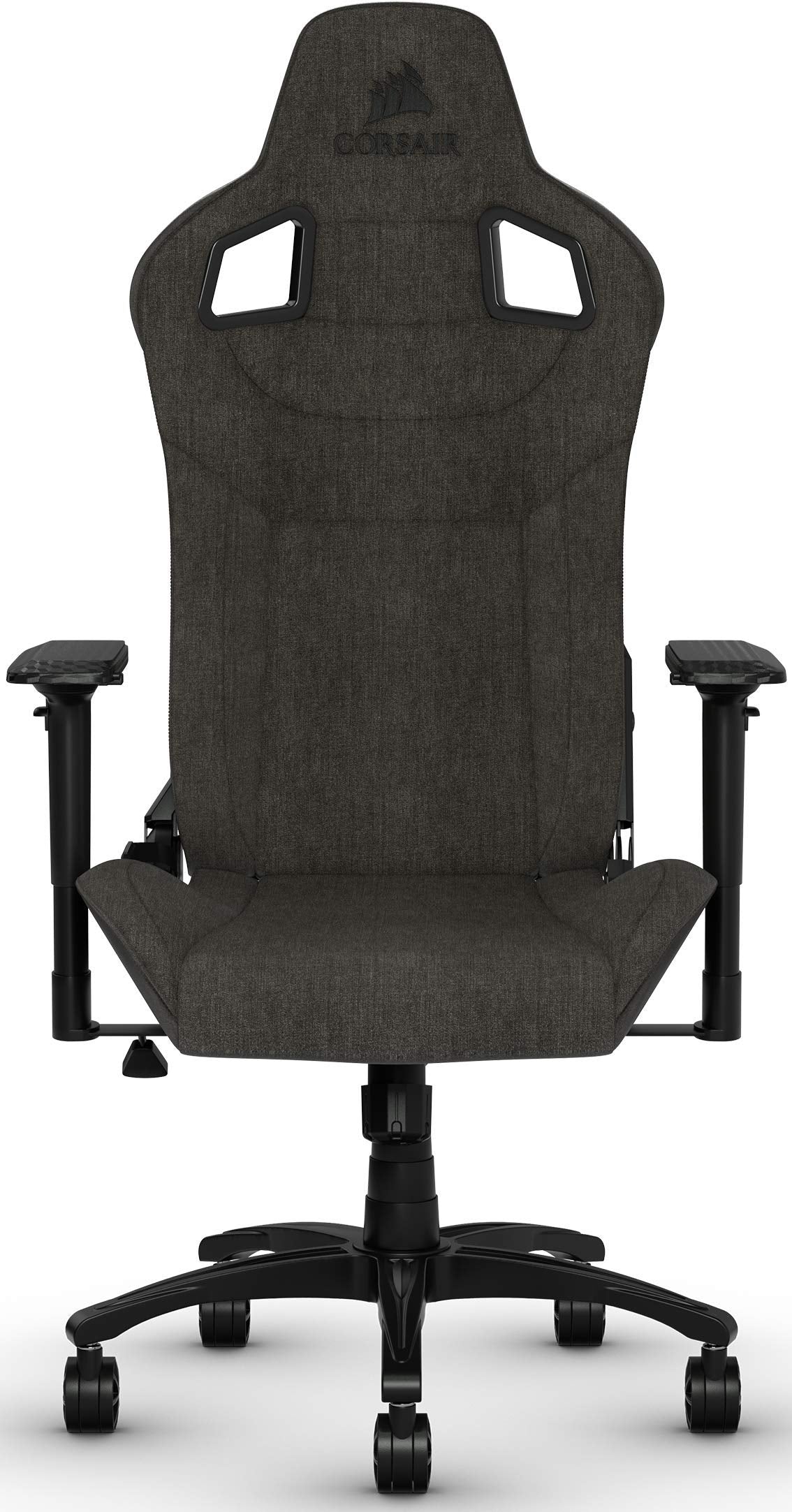 Corsair T3 RUSH Fabric Gaming Chair (2023) – Racing-Inspired Design – Soft Fabric Exterior – Padded Neck Cushion – Memory Foam Lumbar Support – Adjustable Seat Height – Charcoal