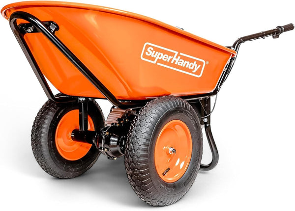 SuperHandy Electric Wheelbarrow – 48V Li-Ion Battery, 150kg Capacity, 85L Steel Powder Coated Tub, Material & Debris Hauler Utility Cart