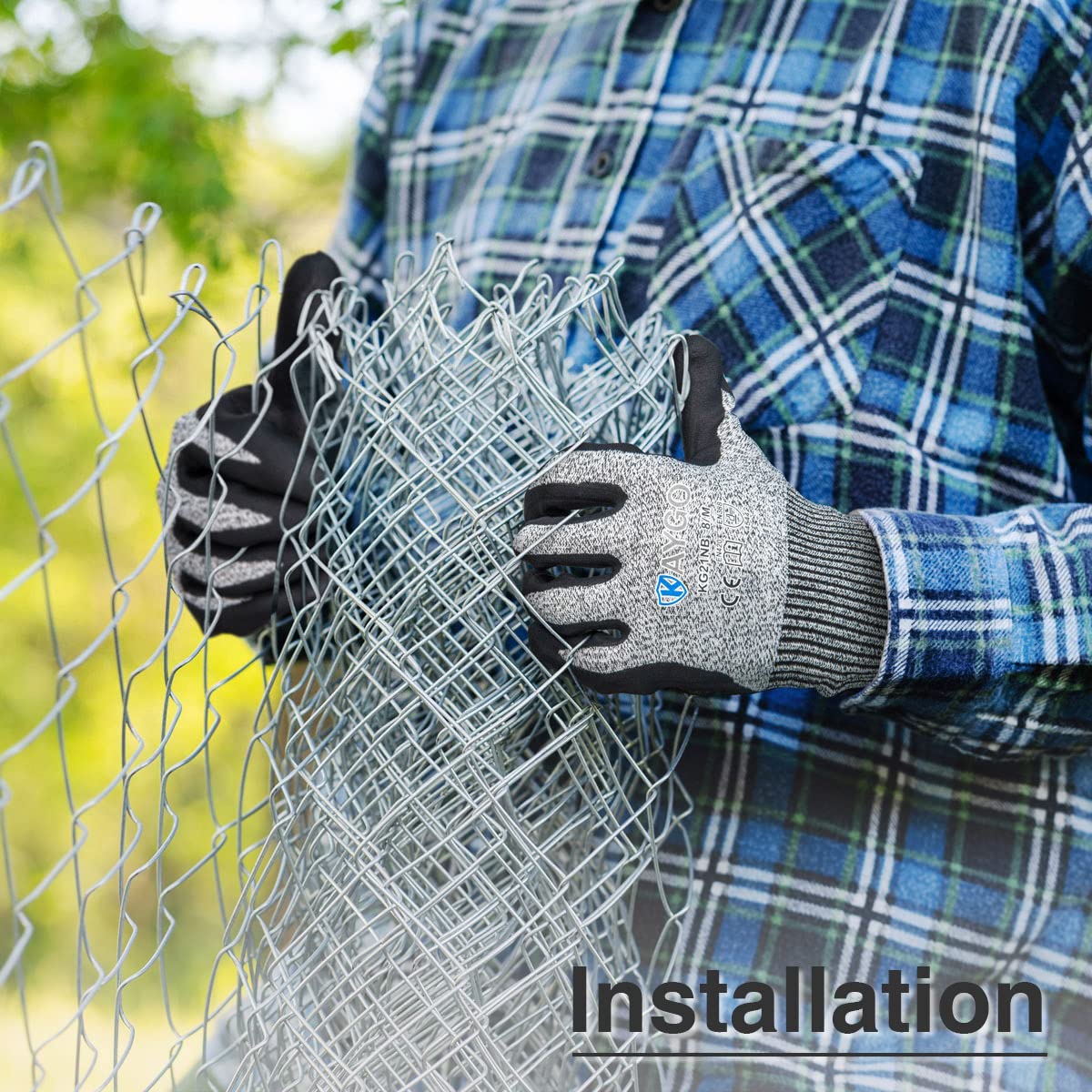 KAYGO Cut Resistant Work Gloves - 2 Pairs, Level C Protection, MicroFoam Nitrile Coated Good Grip Machine Washable, Cut Proof Safety Gloves EN388 4X42C, Ideal for General Purpose, KG21N (Grey, L)