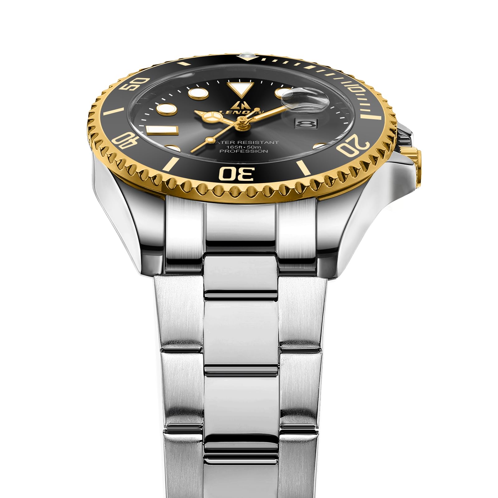 LN LENQIN Mens Watches Stainless Steel Watches Men Waterproof Analog Quartz Watch Men's Wrist Watches with Date Fashion Casual Man Watch