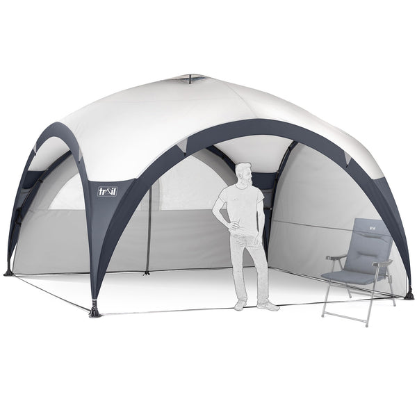 Trail Dome Gazebo with Sides, Portable Steel Pole Shelter, Outdoor Event Camping Garden, 4 Walls, 2 with Doors & Windows, UPF50+ Sun Protection, 4000mm Waterproof, Vent, Bag (3.5m x 3.5m x 2.25m)