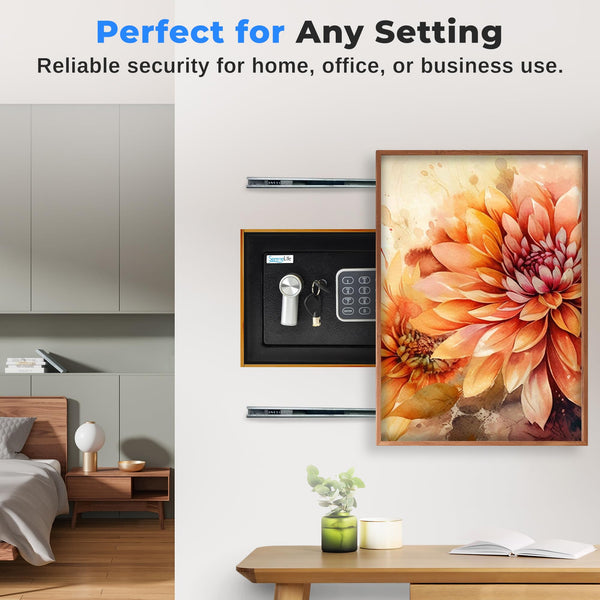 Pyle Home Safe Box Locker, Small Money Safe, Mini Fireproof Safes, Wall & Floor Steel Vault, Electronic Digital Keypad, 2 Keys, 23.1 × 17 × 17cm, Secure for Cash, Guns, Jewelry & More - Red