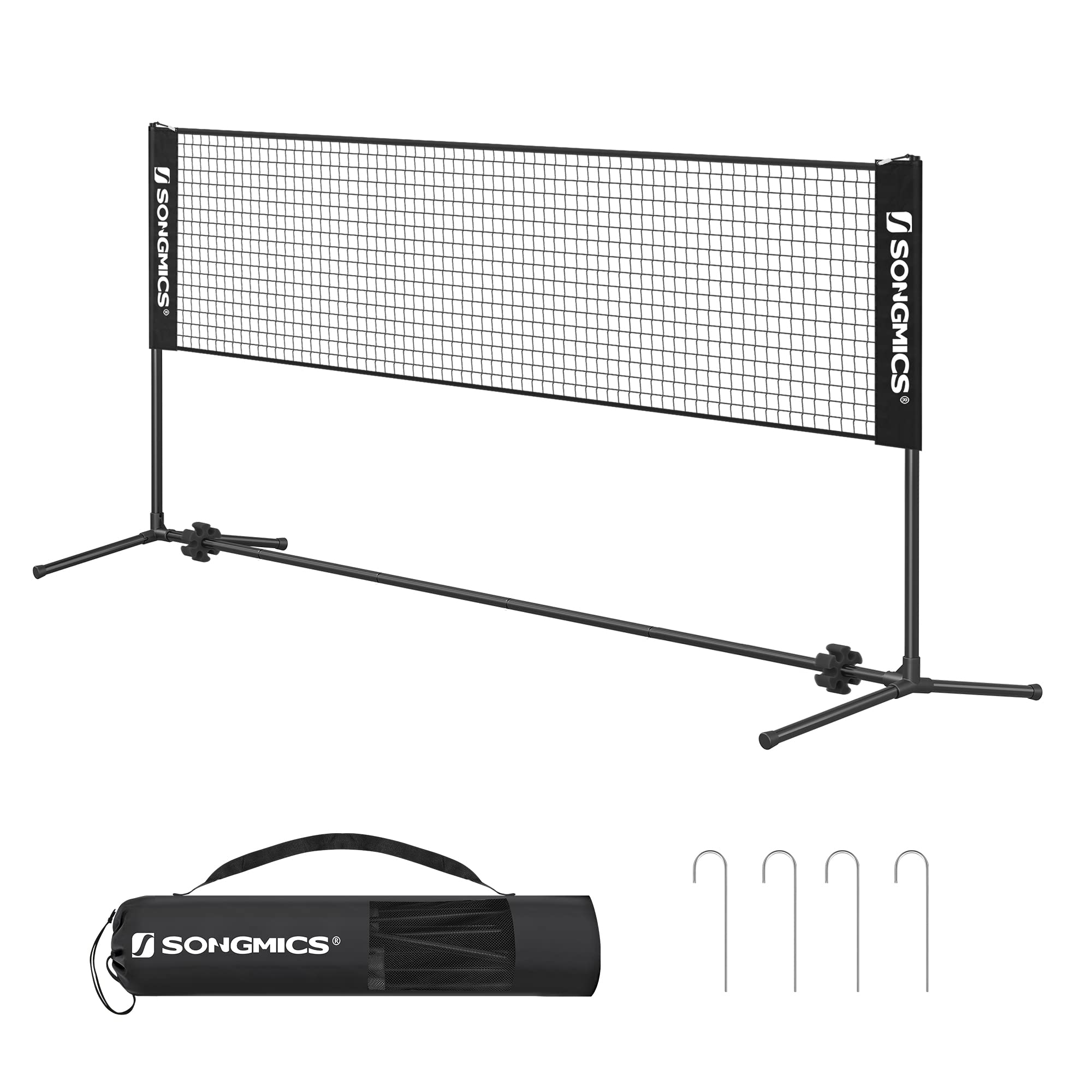 SONGMICS 3 m Badminton Net, Volleyball Net, Adjustable Poles Height, Portable Set for Tennis