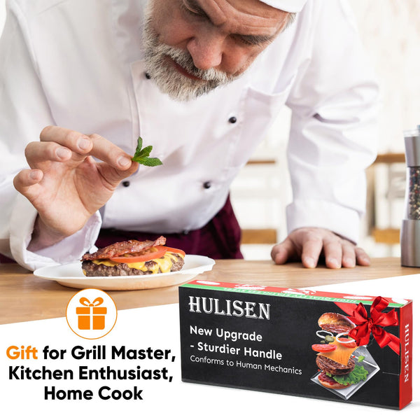 HULISEN Stainless Steel Griddle Spatula, 5" Wide Burger Spatula - Heavy Duty Hamburger Turner for Grilling Barbecue Flat Top Grill, 12 Inch Long, Dishwasher Safe