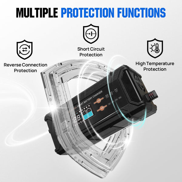 ECO-WORTHY 12V 10A LiFePO4 Battery Charger Automatic Smart and Maintainer (UK Plug) with LCD Display for Scooter Lead Acid and Lithium (LiFePO4) Battery