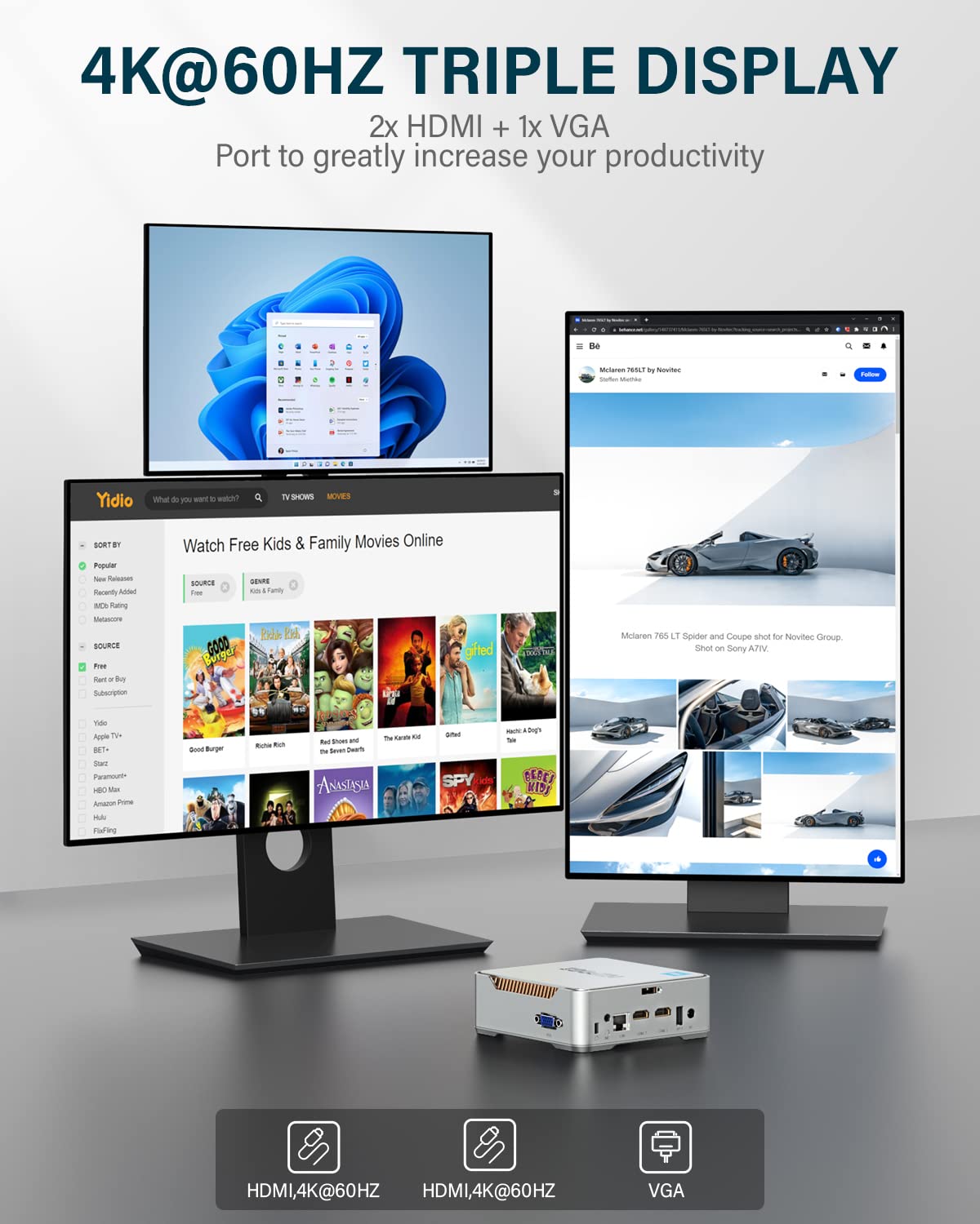 NiPoGi Mini PC Windows 11 Pro Mini PC Intel Alder Lake-N95 (Βeat N5105, up to 3.4GHz) 16GB RAM+512GB M.2 SSD Mini Computer Desktop Mini Computer 4K Dual Display/HDMI/WiFi/BT for Home/Business/School