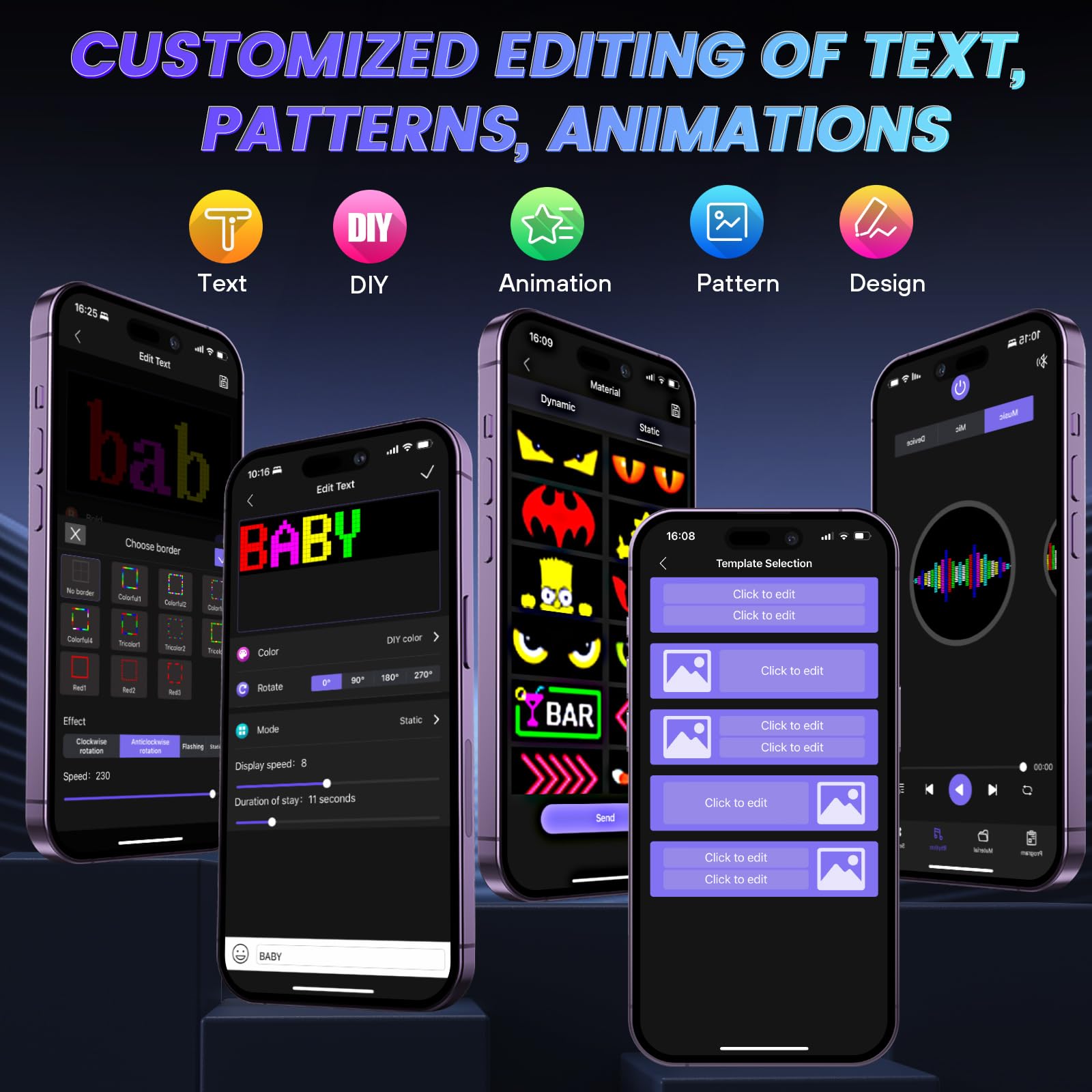 Qnoavve Bluetooth App Control LED Sign, 14.6"x3.6" Devil Eyes Car Lights, Flexible USB 5V LED Car Sign, Programmable Customizable Display Panel, Scrolling Message Board for Store Bar Hotel Party