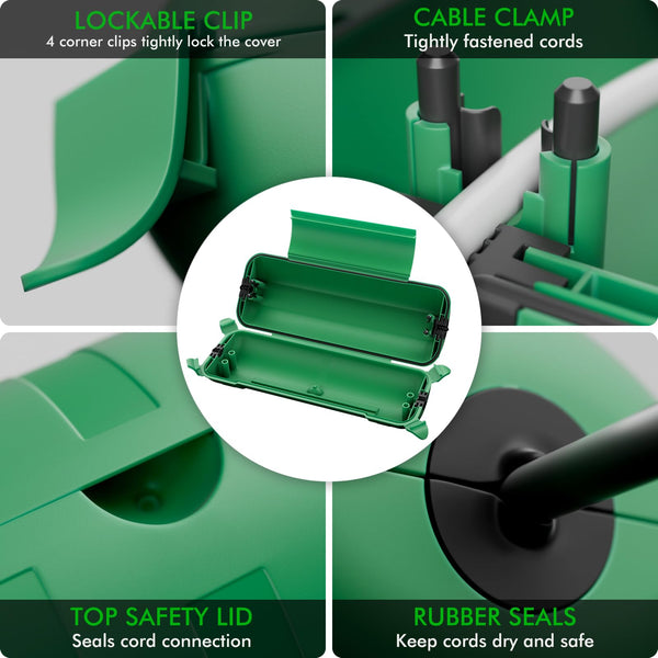 RESTMO Extra Large Waterproof Electrical Box, IP54 Weatherproof Outdoor Outlet Cover, Protect Outlet, Plug, Timer, Power Strip (Not Included), Holiday Light Decoration, 32 x 22 x 13 cm, Black