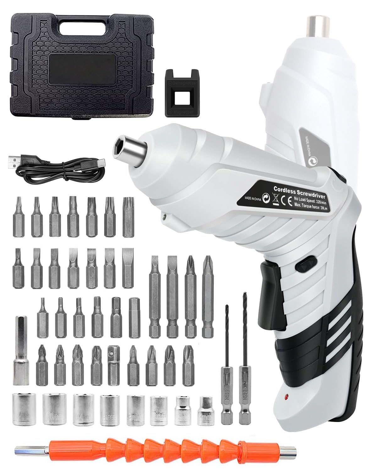 KALAHOL 48 in 1 Piece Electric Screwdrivers Cordless, 3.6V Rotatable 90 Degrees Cordless Screwdriver Rechargeable, Electric Screwdriver Set with 1300mAh Rechargeable Battery for Home DIY, Blue