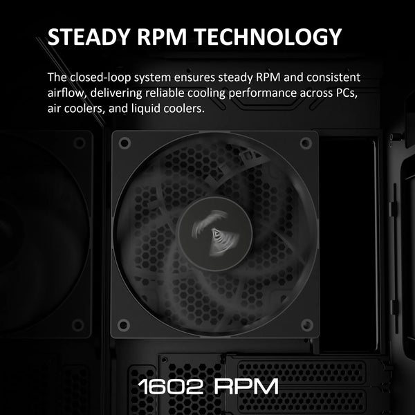 GAMDIAS NOTUS M1-1203 120mm ARGB PWM Fan (3 Pack), Include Reverse Blade x3, Daisy-Chain Connection, Closed-Loop Technology for Steady RPM on Cooler, Low-Noise Operation (Max. 1600RPM @25dBA), Black