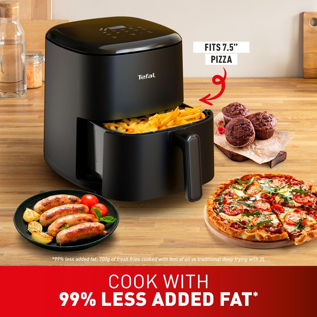 Tefal Easy Fry Max Digital Air Fryer, 5L, 10in1, Uses No Oil, Air Fry, Extra Crisp, Roast, Bake, Reheat, Dehydrate, 6 Portions, Non-Stick, Dishwasher Safe Baskets, Black EY245840