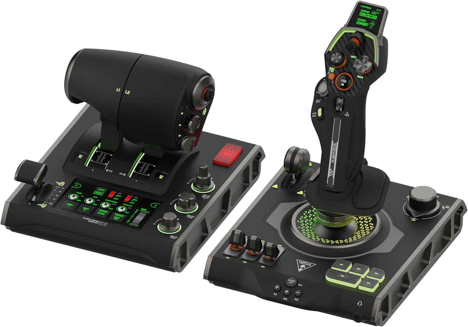 Turtle Beach VelocityOne Flightdeck Flight Simulator Sim Hardware - Universal HOTAS Simulation Joystick & Throttle with Touch Display, Stick Mounted HUD and Contactless Sensors for Air and Space Combat on Windows 10 & 11