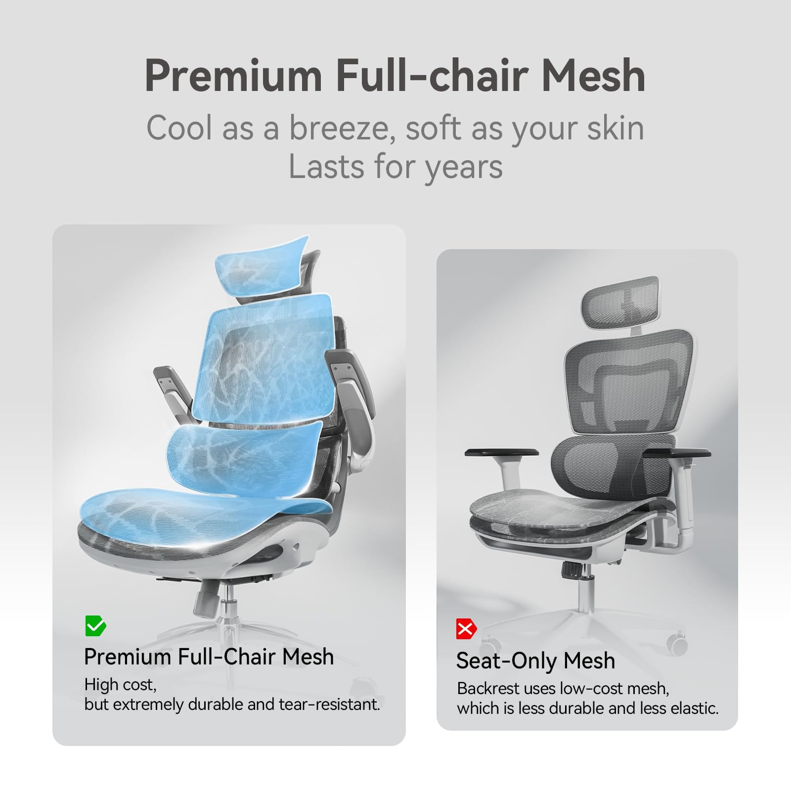 SIHOO M59AS Ergonomic Office Chair, Desk Chair with 3D Coordinated Flip-up Armrests, Computer Chair with Dual Back Design and Adaptive Dynamic Lumbar