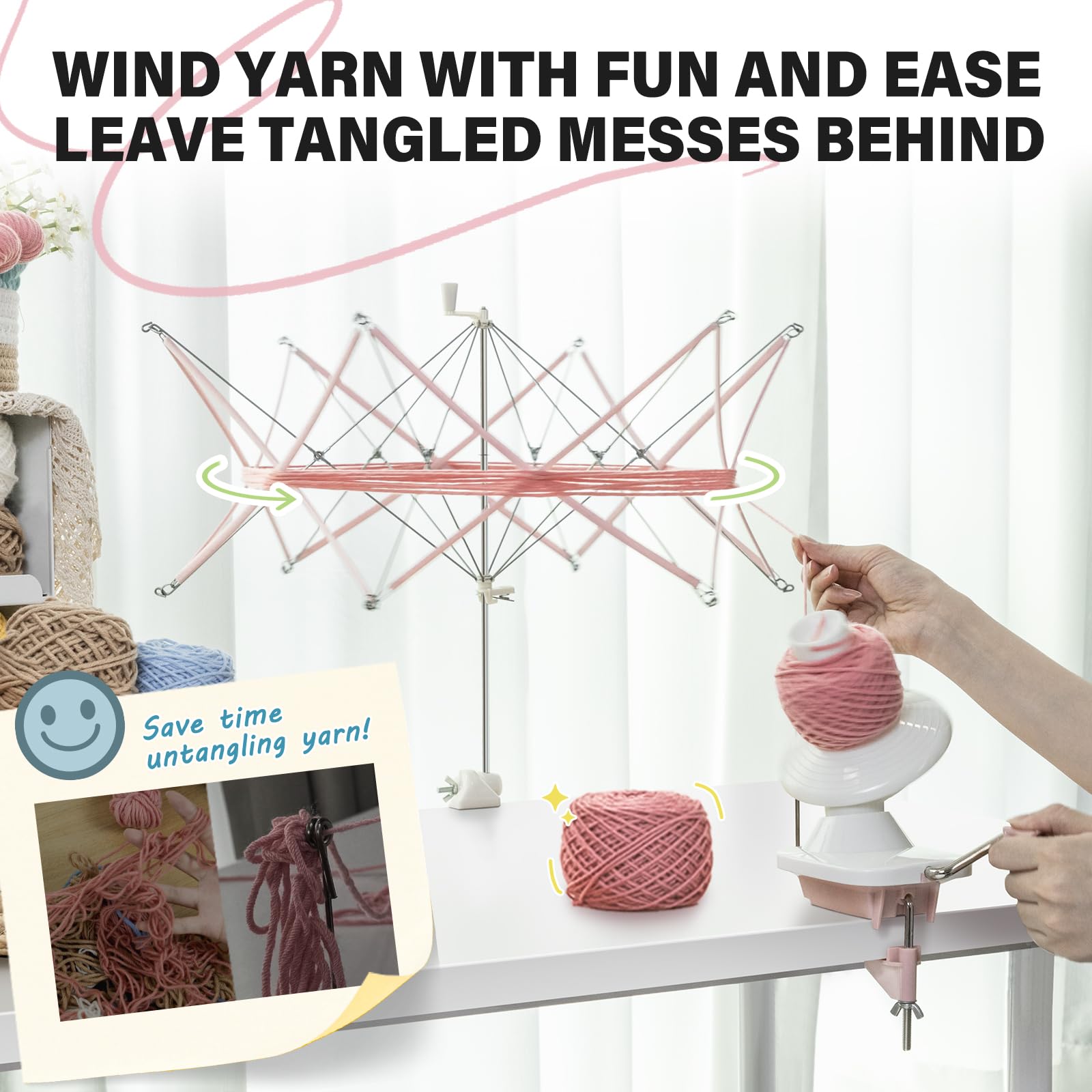 INMAKER Yarn Winder and Swift, Yarn Swift and Ball Winder Combo, Yarn Ball Winder with Swift for Crocheting