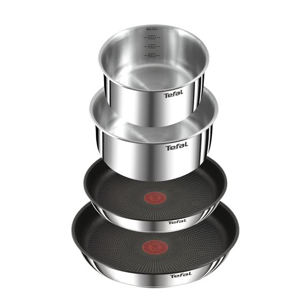 Tefal Ingenio Detachable Handle Pan 20pcs, Stainless Steel, Compact, Compatible with All hobs Induction & Oven, 2-in-1 Pans and bakeware Set, Stackable cookware Set Ideal for Small Kitchen storages