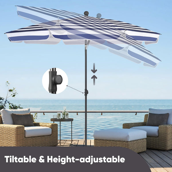 Sekey 2m Garden Parasol with Umbrella Cover - Adjustable and Portable Patio Umbrella for Beach, Garden, Pool, and Patio - UPF 50+ Sun Protection