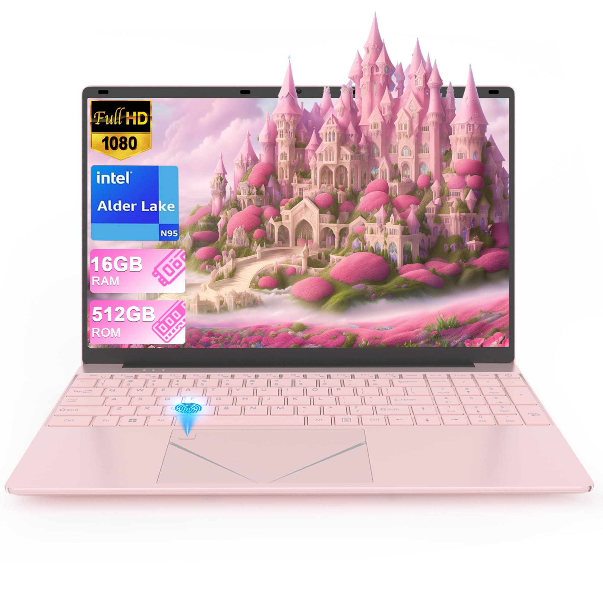 15.6" Laptop - 16GB RAM 512GB SSD PC Laptop, Quad-Core N95 Processor Up to 3.1GHz, Computers with USB3.0,Ethernet port,Touch ID, WiFi, BT4.2, for Students/Business