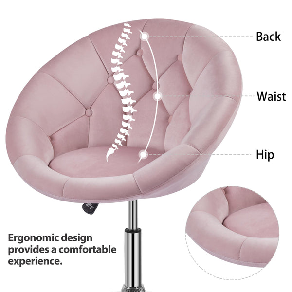 Yaheetech Swivel Vanity Chair Dressing Table Chair Comfy Vanity Stool for Bedroom Salon Make up Room, White