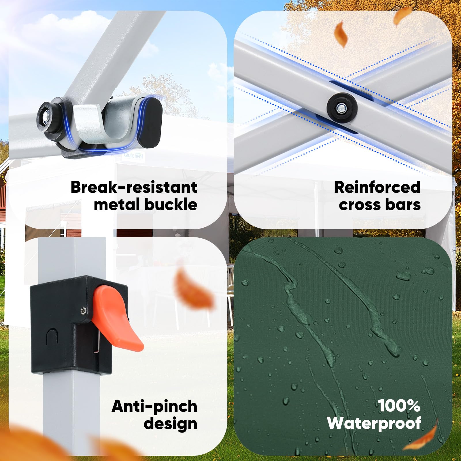 Quictent Pop Up Canopy Gazebo with Removable Sidewalls, Adjustable Height Event Shelter, 3x3m (10x10ft) Portable Tent for Garden Party, Camping, White