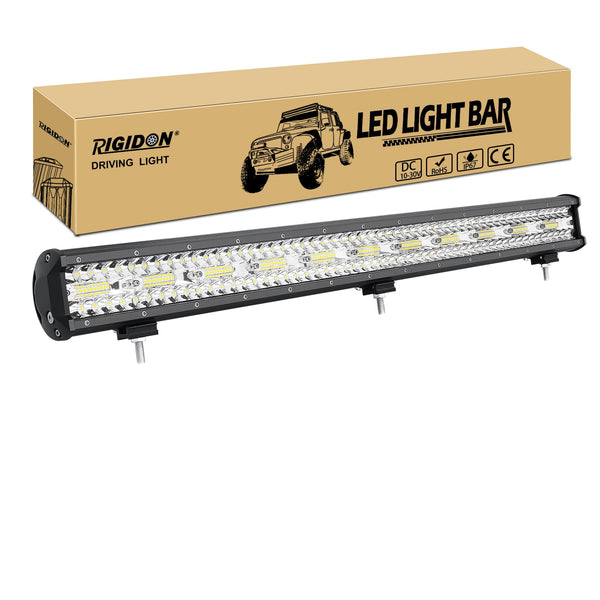 RIGIDON 8D Led Work Light Bar, 12 inch 240W 12V 24V 7D Tri Row Fog Light for Car Off road Truck SUV ATV 4x4 Boat, Flood Spot Combo Beam, Waterproof Outdoor Driving Lighting, 6000K White