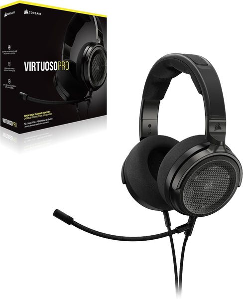 Corsair VIRTUOSO PRO Wired Open Back Gaming Headset - Detachable Uni-Directional Microphone - 50mm Graphene Drivers - 20Hz-40 kHz Frequency Reponse - Carbon
