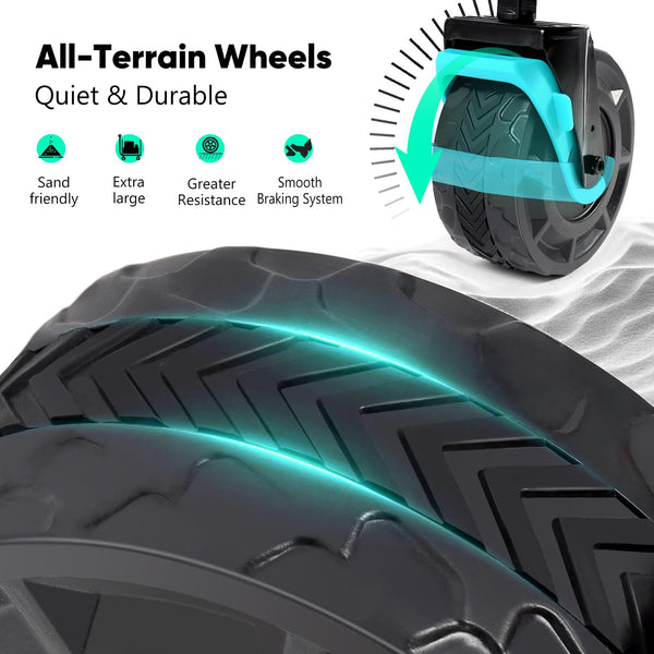 Sekey 332L Folding Festival Trolley with Expandable Tailgate, Patented Design Beach Cart - Diamond Collapsible, Wide All-Terrain Wheels, Brake, 350LB Load Capacity Heavy Duty Wagon for Camping, Black