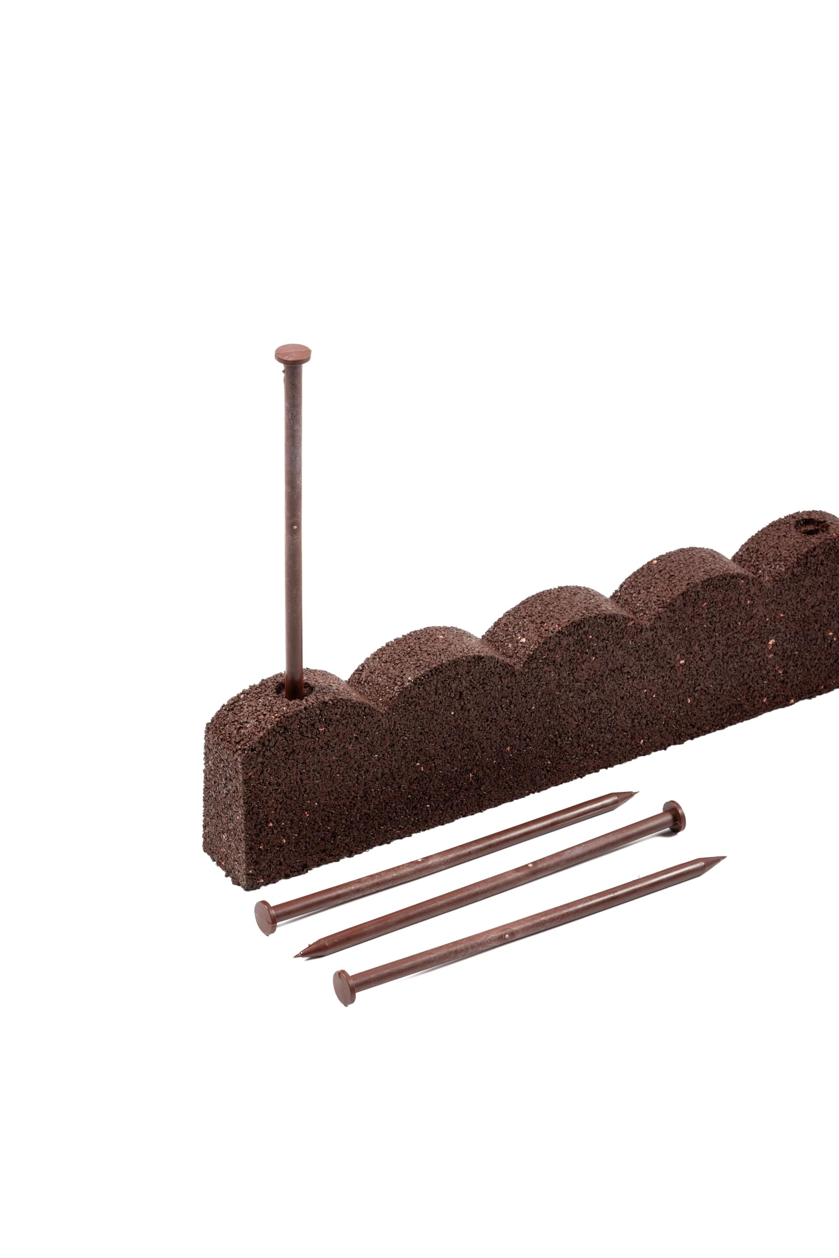 Flexi Curve Scalloped Garden Edging Rubber Landscape Scallop Lawn Border Edging Section 120cm (4ft), Earth(Brown), Pack of 4