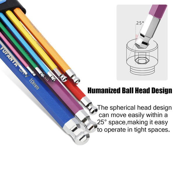 18PCS Allen Key Set,Metric Ball End Allen Hex Key Set and Torx/Star Key Set with Colour Coding,Sizes T10-T50,1.5mm-10mm for Furniture Assembly,Bike,Motorcycle Maintenance,Household DIY,Case Package