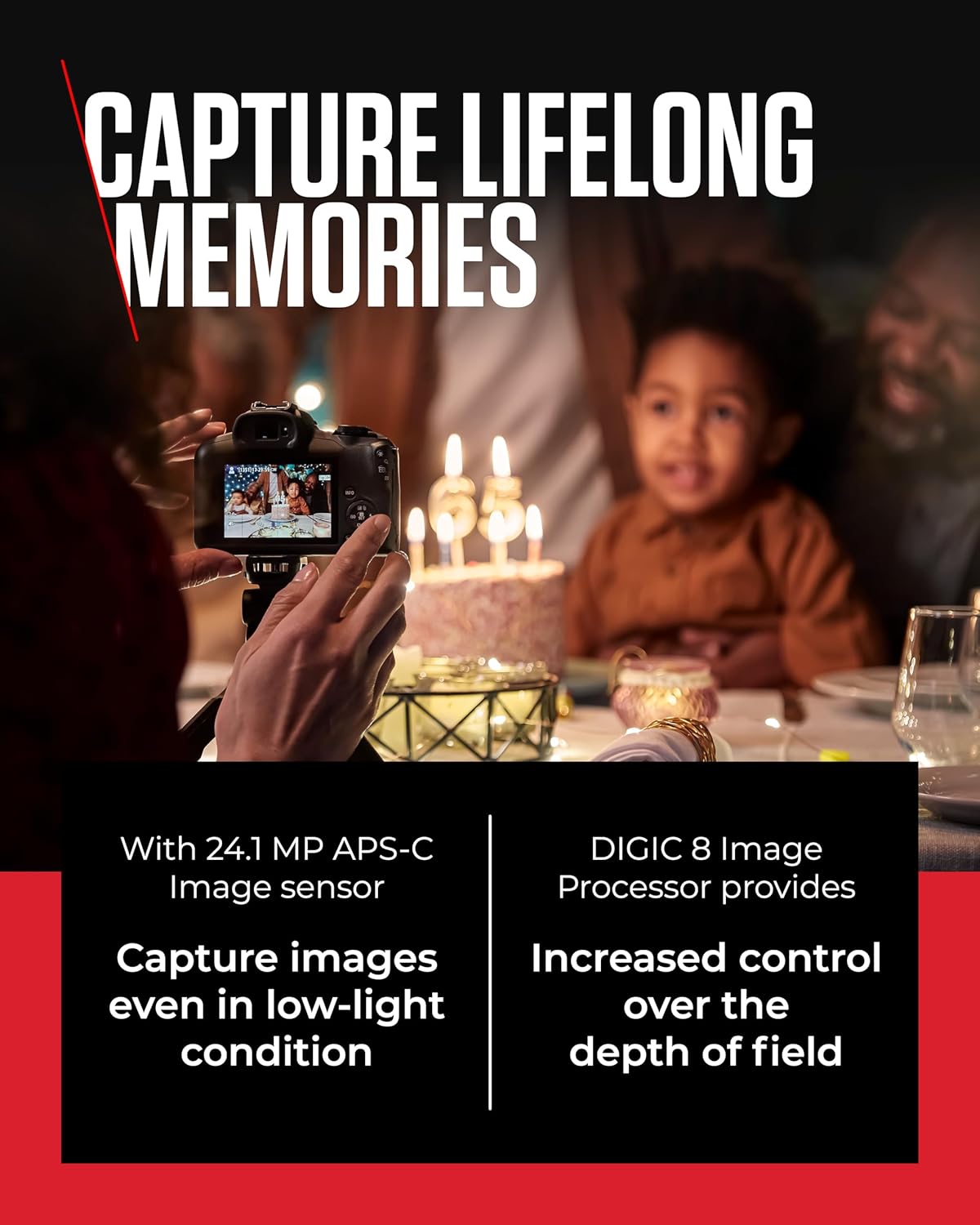 Canon EOS R100 - Compact Mirrorless Digital Camera - 24.1 MP, 4K Resolution - Dual Pixel CMOS AF, DIGIC 8 Processor - 6.5 FPS Continuous Shooting - Face & Eye Detection, Bluetooth, Wi-Fi, GPS