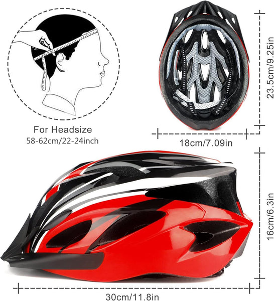 RaMokey Cycle Helmet, Lightweight Bicycle Helmet, Adjustable Mountain & Road Bike Helmets for Adults, 18 Vents with Adjustable Strap & Detachable Visor for Mens Womens(Head Sizes 58-62cm)