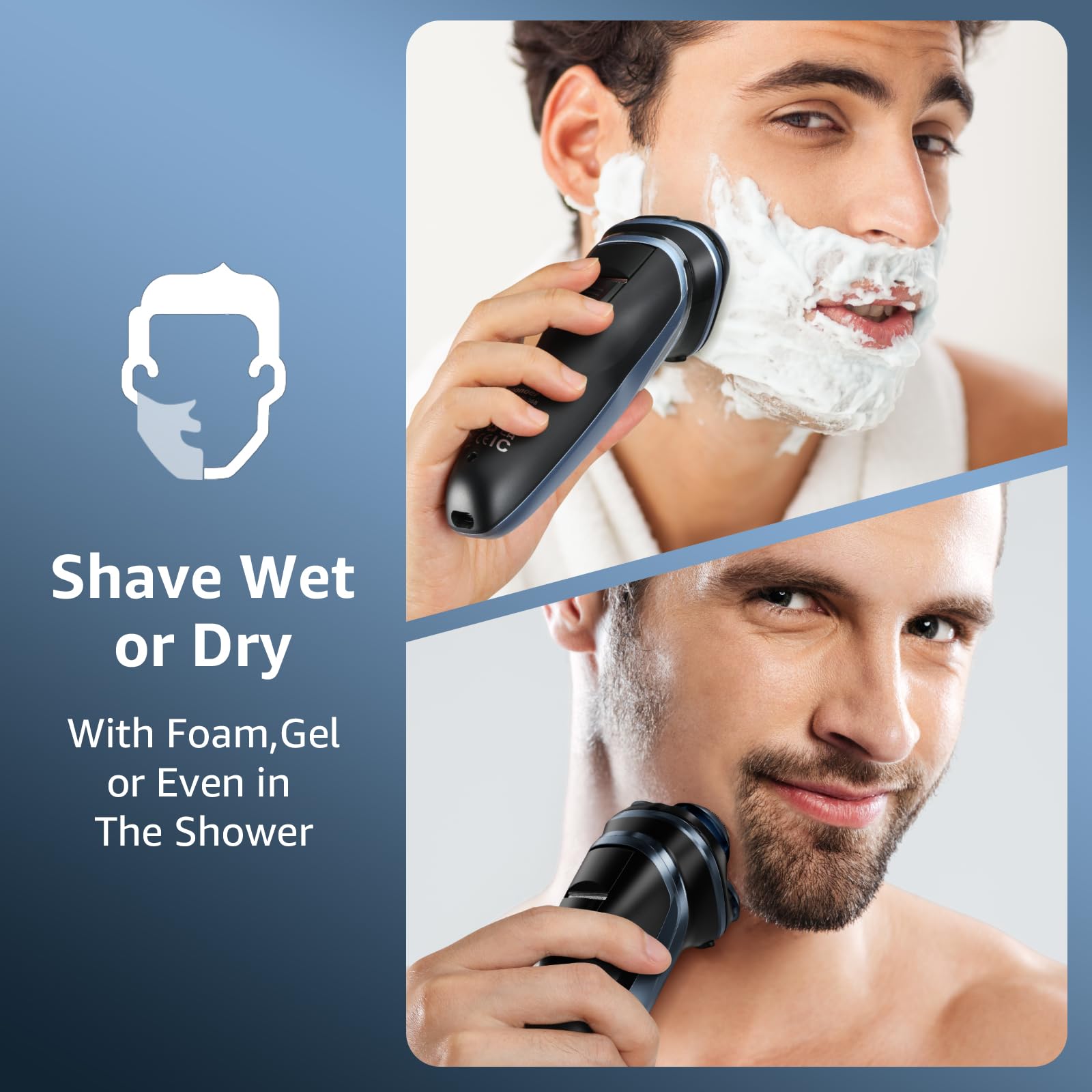 Head Shavers for Men, Dyoonoer Waterproof Cordless Head Shavers for Bald Men, Rechargeable 7D Flexible Electric Head Shaver with Magnetic Blade Head, Wet Dry Use Rotary Head Shaver with LED Display