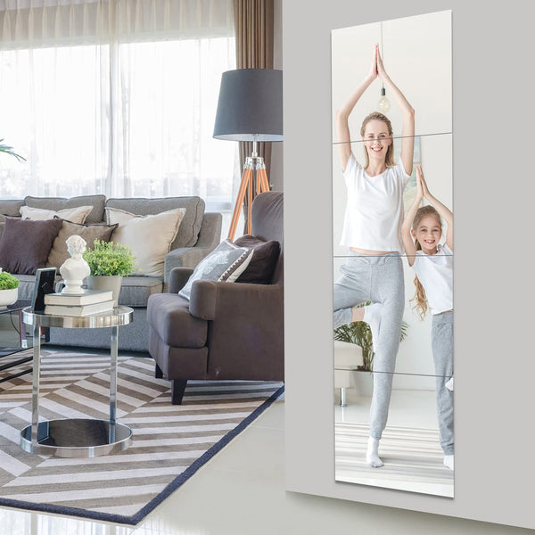 EVENLIVEFull length mirror Tiles (35cm35cm4Pcs-Glass) Frameless wall mirror, self adhesive long mirror, body mirror, used as gym mirrors for home
