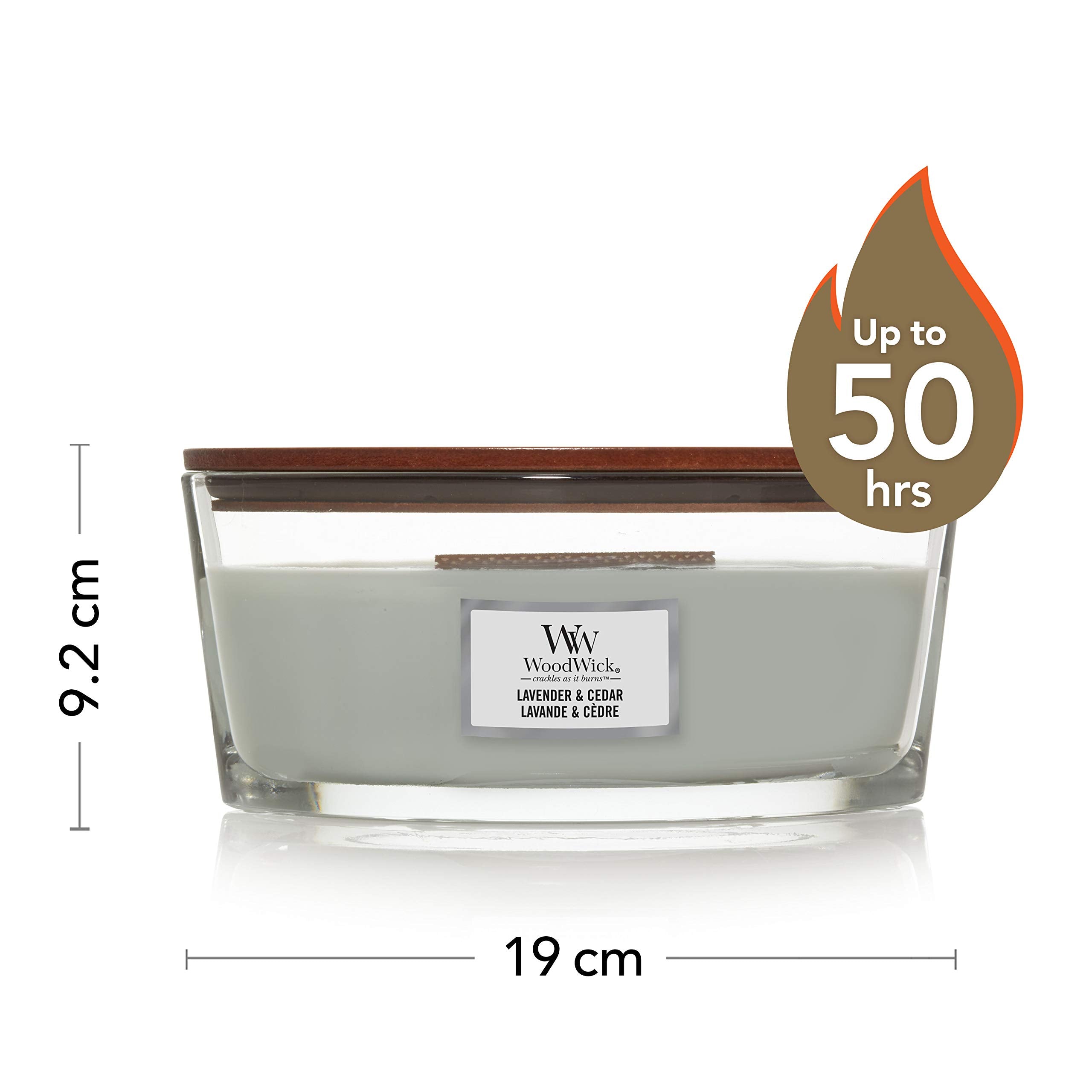 WoodWick Ellipse Scented Candle with Crackling Wick | Lavender & Cedar | Up to 50 Hours Burn Time