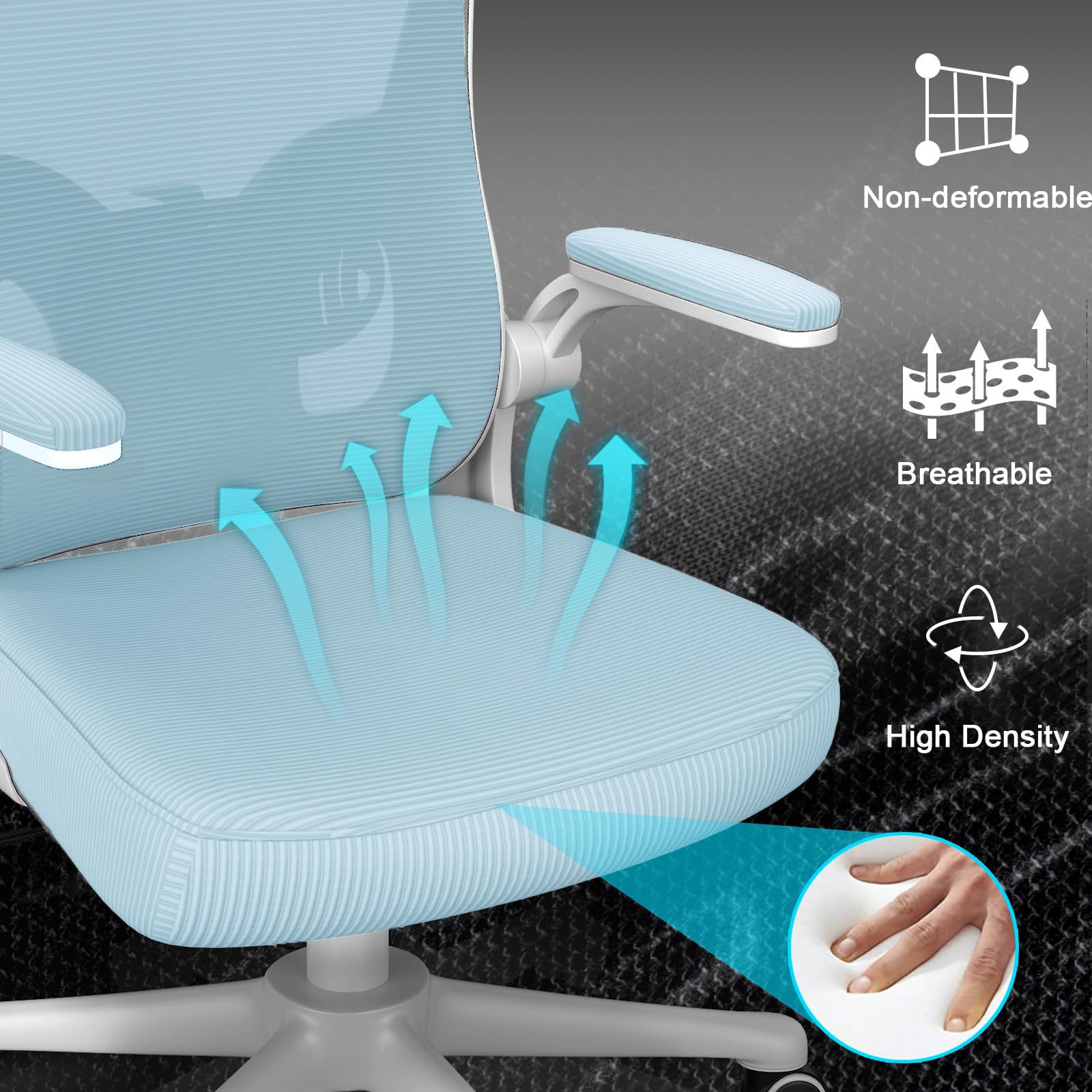 naspaluro Office Chair Ergonomic Desk with 90° Flip-up Armrest Lumbar Support, Height Adjustable Chair, Executive Swivel Computer Padded Seat Cushion for Home/Office