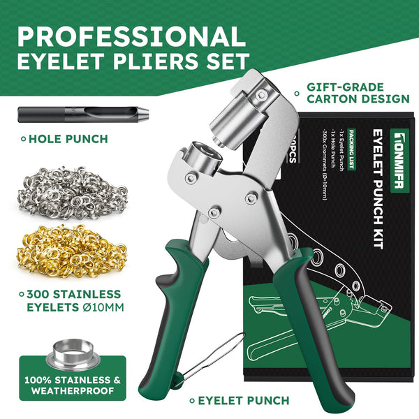 Professional Leather Hole Punch Plier - Tonmifr Heavy Duty 6 Sizes Belt & Watch Band Hole Puncher Tool, Leather Craft Tool for Belts, Handbags, Straps, Precision Ground Punches with Non-Slip Grips