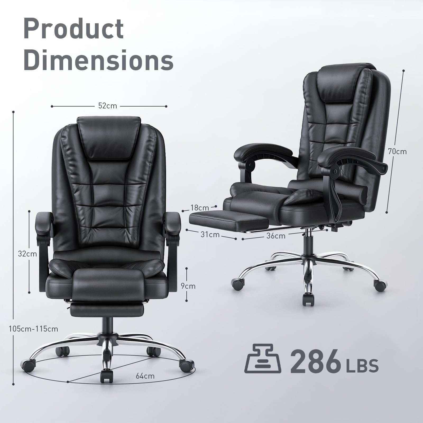 naspaluro Executive Office Chair High Back Desk Chair Ergonomic Recliner Computer Chair Gaming Chair with Tilt Function Heavy Duty for Home Office Working (Grey Fabric)