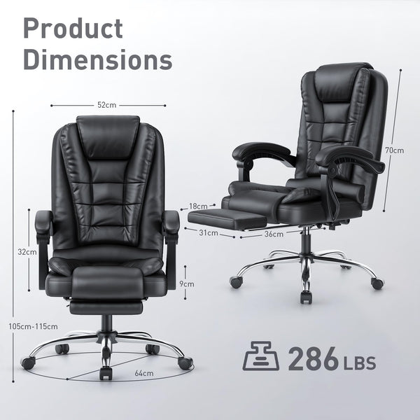 naspaluro Executive Office Chair High Back Desk Chair Ergonomic Recliner Computer Chair Gaming Chair with Tilt Function Heavy Duty for Home Office Working (Grey Fabric)