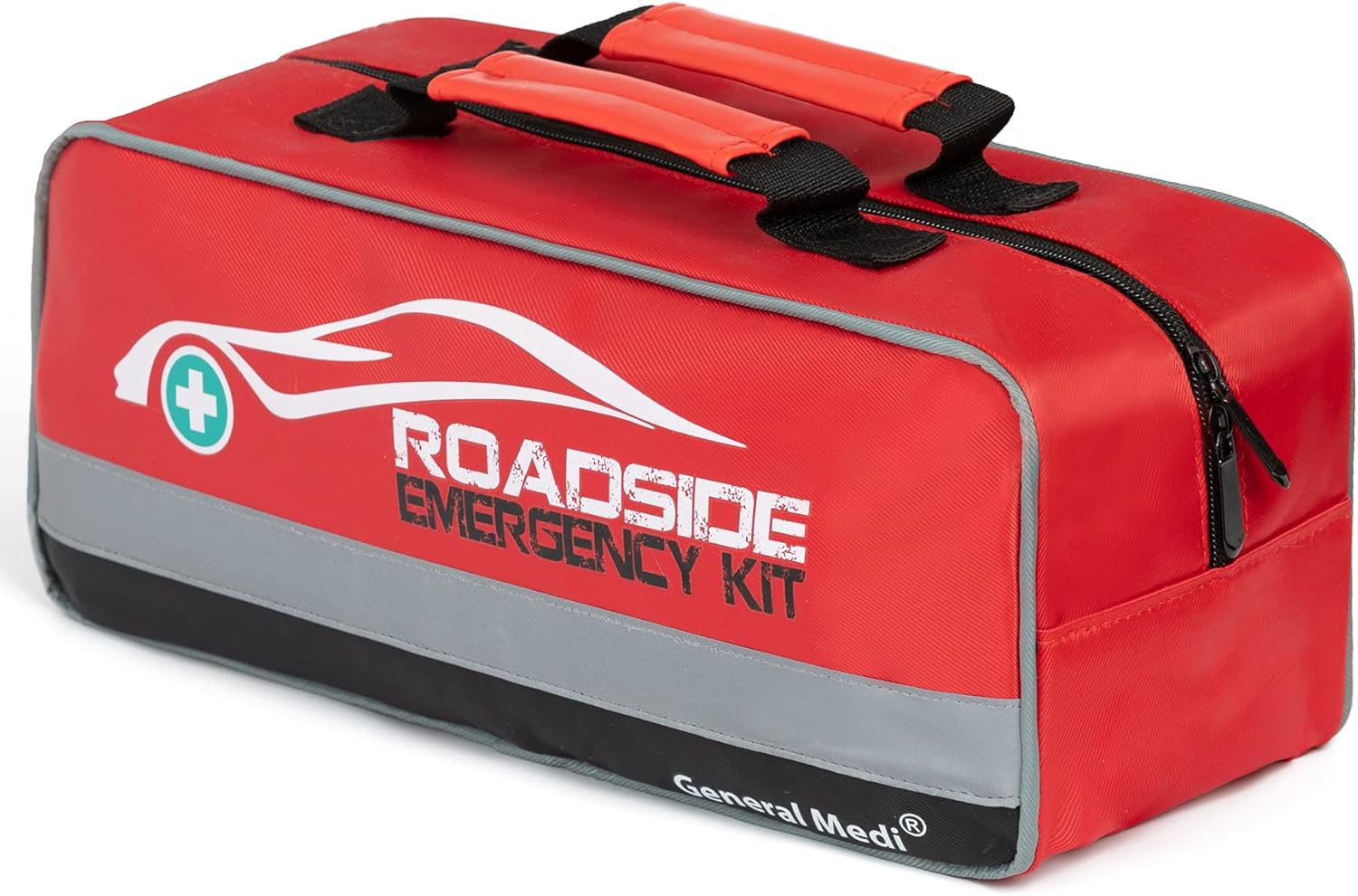 General Medi 127-Pieces Roadside Car Emergency Kit Include Mini First Aid Kit, Jumper Cables,Tow Rope, Bandage, Safety Vest, Emergency Triangle, All in One Pack