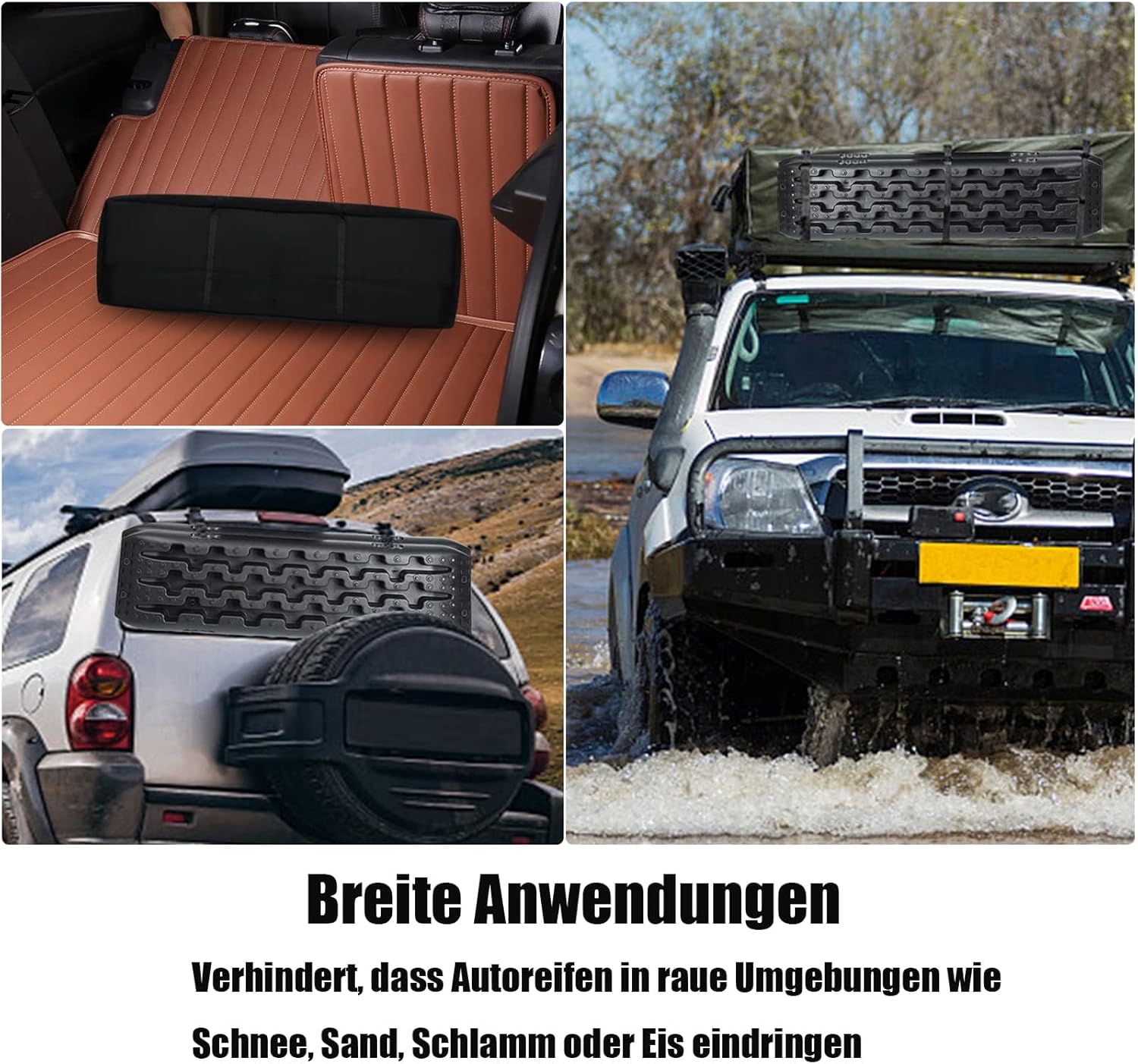 SAILUN Heavy Duty Traction Aid Recovery Boards, 2 x Sand Mats, 10T Load for Mud, Snow & Sand, Off-Road Vehicle Traction Mats with Storage Bag & Installation Tool for Cars, Trucks, Motorhomes