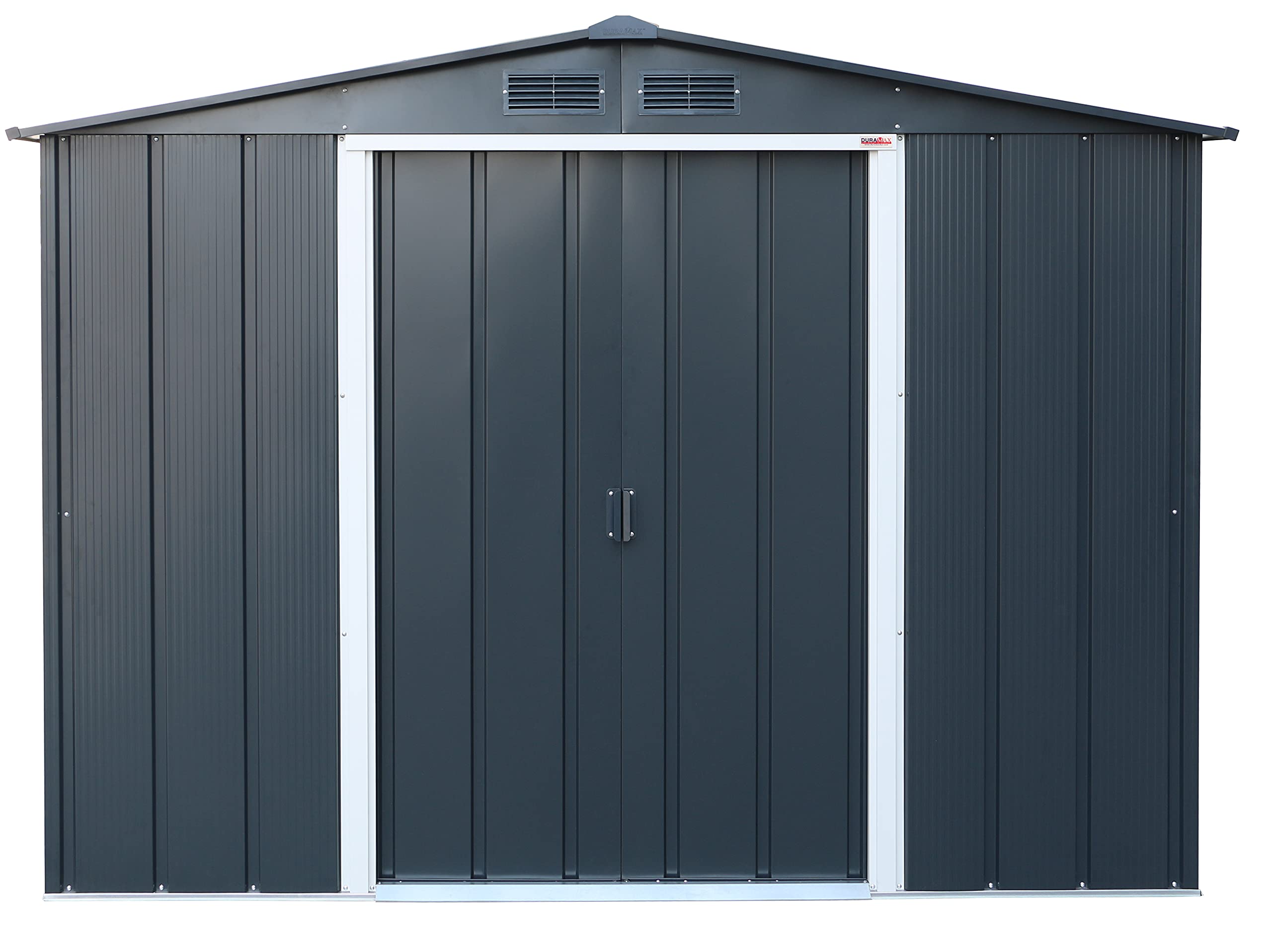 Duramax ECO 8 x 8 (6.35 m2) Metal Garden Storage Shed, Hot-Dipped Galvanized Metal Garden Shed, Tool Storage Shed, Strong Reinforced Roof Structure, Maintenance-Free Metal Shed, Anthracite