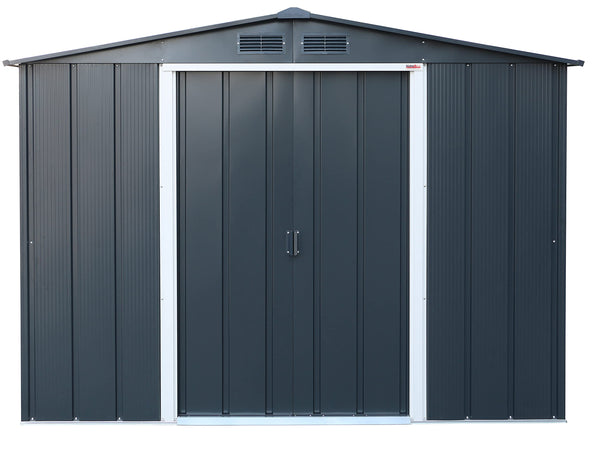 Duramax ECO 8 x 8 (6.35 m2) Metal Garden Storage Shed, Hot-Dipped Galvanized Metal Garden Shed, Tool Storage Shed, Strong Reinforced Roof Structure, Maintenance-Free Metal Shed, Anthracite